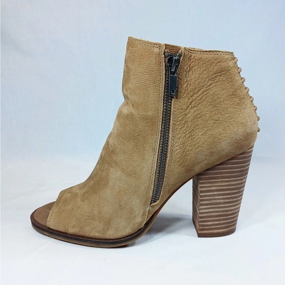 Lucky Brand Tan Ankle Booties with Peep-Toe - Picture 2 of 13